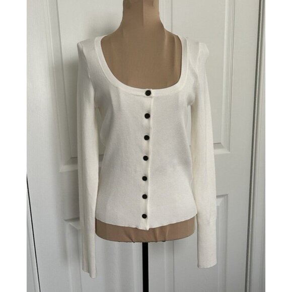 Madewell $98 The Signature Knit Scoopneck Cardigan Winter White Size M NT609 - Picture 1 of 12